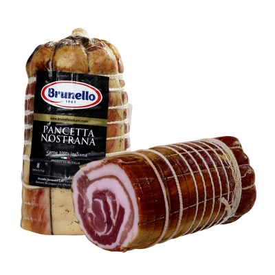 Pancetta stagionata arrotolata metà