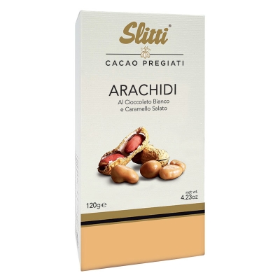 Arachidi ricoperte di cioccolato bianco e caramello salato gr120