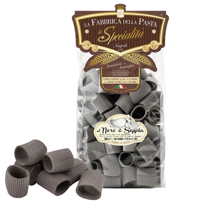 Mezzi paccheri rigati al nero di seppia 500gr