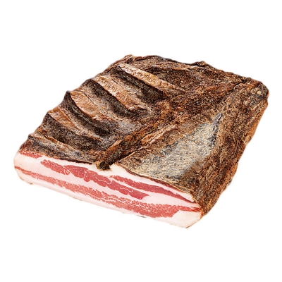 Pancetta stagionata affumicata metà