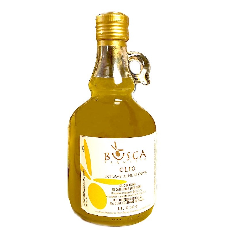 Olio Extra Vergine di Oliva Carletti – Bottiglia Fiasco 500 ml. con  salvagoccia – Prima Spremitura a Freddo – Antico Frantoio Carletti