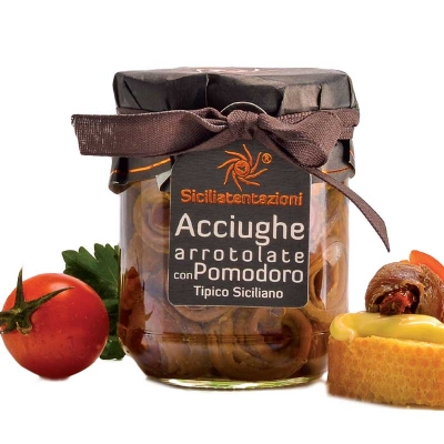 Acciughe arrotolate con pomodoro